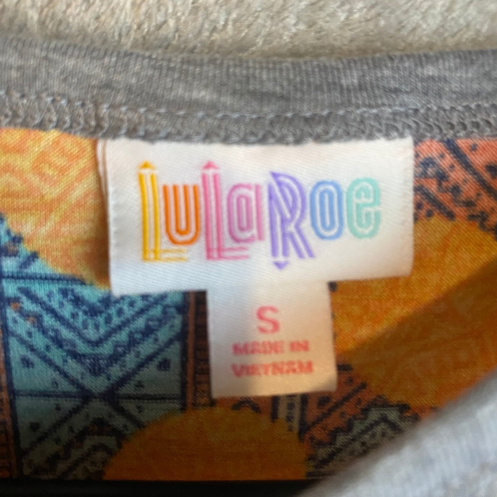 LuLaRoe Randy Top Womens Small Disney Mickey Mouse Orange Gray EUC - Picture 2 of 5